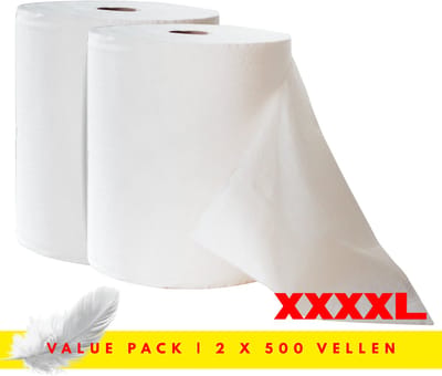 Maxenza Keukenpapier XXL – 2 Rollen x 500 Vellen – 2-Laags – Extra Sterk & Absorberend – Giga Voordeel Pack