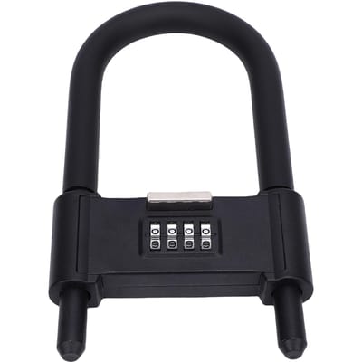 4-Cijferig Hangslot met Combinatie Heavy Duty Anti-Diefstal Fiets U-Slot met Verstelbare Beugel voor Glazen Deur Poort Schuur Hek black