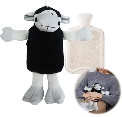 Dailygoods - Warmwaterkruik met overtrek, warmwaterkruik groot 1 liter, kinderkruik knuffeldier, bedfles voor kinderen, warmwaterkruik dieren, zachte pluis warmtefles, rubberen warmwaterfles, premium warmwaterkruik