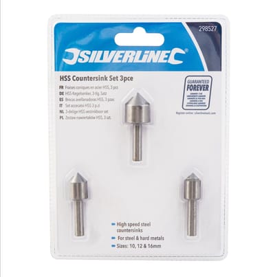 Silverline Verzinkboor HSS set - 3 delig - Ø 10, 12 en 16 mm - Ø 6 mm schacht