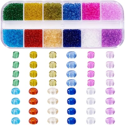 Dailygoods- Kralen Transparante Ronde 12 Kleuren - Mini 2mm - Gladde Pony Spacer Kralen - Sieraden Maken - Gat: 1mm - 48g Totaal