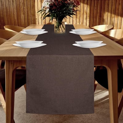 Tafelloper, waterdicht, 40 x 180 cm, lente, modern, linnenlook, afwasbaar, tafelband, perfect voor eetkamer, party, feestdag, decoratie (donkerbruin)