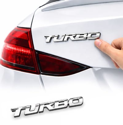 Turbo Auto Embleem Sticker – 3D Metalen Autosticker – Zilver – Duurzaam Zink Alloy – Voor Kofferbak, Bumper & Deuren