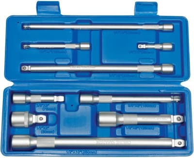 SW-Stahl 05985L kantelverlengingsset 1/4-3/8-1/2 inch I 50-250 mm ratelverlenging I kantelvierkant I chroom vanadiumstaal I 9 stuks