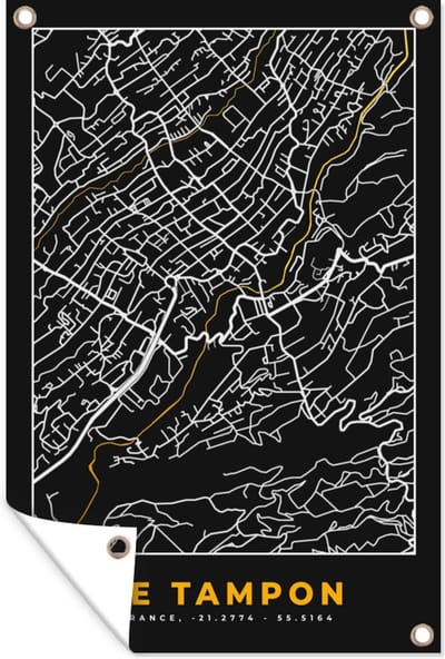 Muurdecoratie Kaart – Stadskaart – Le Tampon - Plattegrond – Frankrijk - 120x180 cm - Tuinposter - Tuindoek