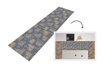 Keukenloper - Loper keuken - Patronen - Gebouwen - Goud - 200x50 cm - Keukenloper vinyl