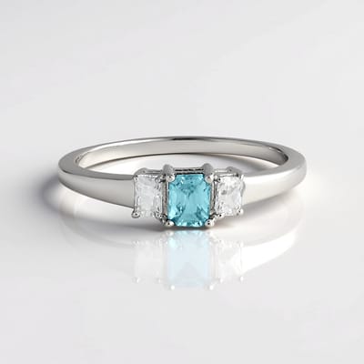 Cavill - Elegante zilveren ring met 0 7ct Ratanakiri zirkoon en blauwe zirkonen - 925 sterling zilver - Ring maat 19 - Dames sieraden