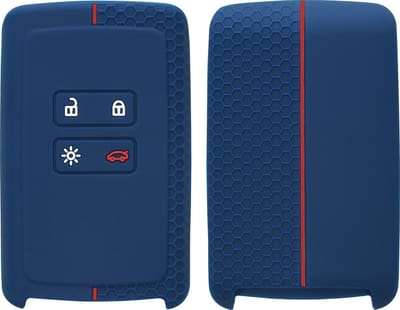 kwmobile autosleutel hoesje geschikt voor Renault 4-knops Smartkey autosleutel (alleen Keyless Go) hoes - Siliconen autosleutel behuizing - Auto sleutel case met honingraat - Sleuteletui in donkerblauw / rood