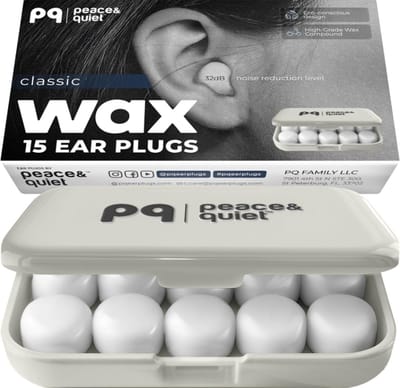 Peace&Quiet PQ Wax Oordoppen – 15 Stuks Silicone Wax Earplugs – 32dB Geluiddemping – Zachte Oordopjes voor Slapen, Zwemmen & Reizen – Comfortabele Waterdichte Gehoorbescherming