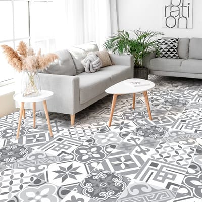 Antislip vloerstickers met beschermlaag - MATTEO CEMENTTEGELS - 120x120cm - 9 stickers 40x40cm