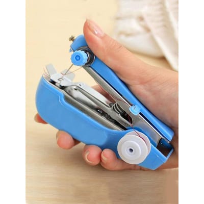 Thuis draagbare naaimachine Portable Outdoor Travel Kleding Stoffen DIY Stitchin Sew Tool Mini handmatige steek handwerkmachine gray