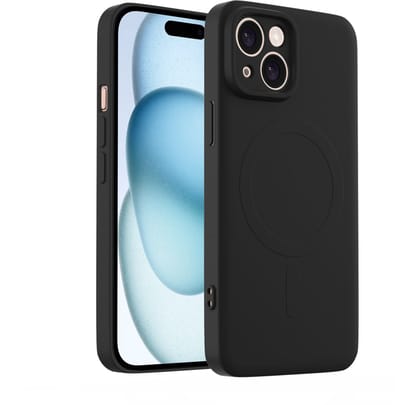 YPCd - MagSafe Backcover voor Apple iPhone 14 – Shockproof Siliconen Hoesje met Verhoogde Randen & Draadloos Opladen – Zwart