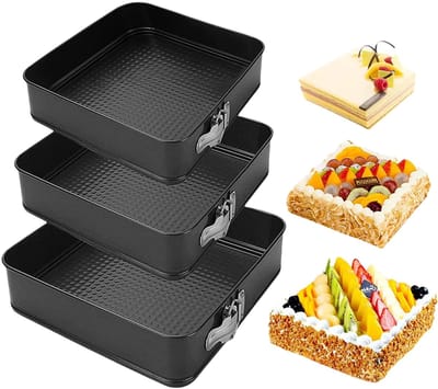 Dailygoods- Springvorm Multifunctioneel - Vierkante Bakvorm - Anti-aanbaklaag - Verwijderbare Bodem - Voor Cheesecake/Pizza - 20/22/24 cm - Taartvorm