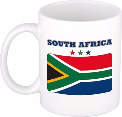 Koffie mok - drink beker - print vlag Zuid Afrika - 300 ml - supporters cadeau