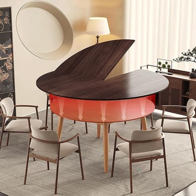 Opvouwbaar Tafelblad - Ronde Eettafel - Ruimte Besparen - Kwartrond Ontwerp - 150 cm - Bruin