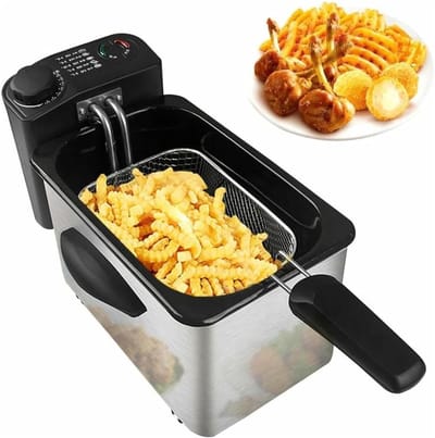 Elektrische Frituurpan - Friteuse Keuken - Thuis Frituren - Roestvrij Staal - 2L - Zilver