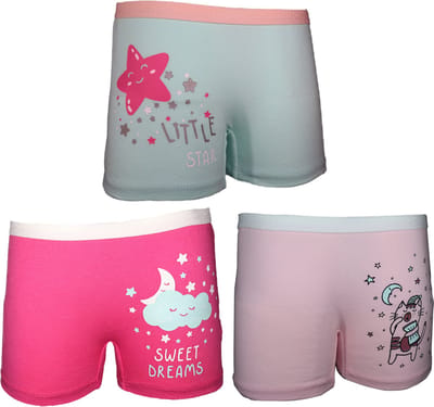 VANILLA – Meisjesondergoed, meisjes boxershorts – 3 pack - Egyptisch katoen – Roze/Blauw – 10 t/m 12 jaar – SH4570
