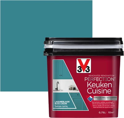 V33 Perfection Keuken - Laguneblauw - 0,75 l - Zijdeglans - 12 m²/l - Afwerkingslaag