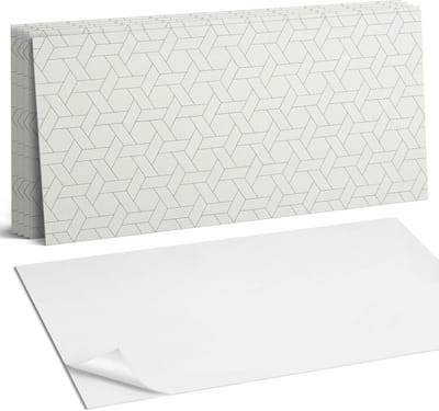 Coloray Plaktegels - Geometrisch hexagonaal patroon Wandtegel Zelfklevend - 60 cm x 30 cm - Romig Plaktegels - 6 stuks - Rechthoek PVC Tegels - Plaktegels Keuken - Zelfklevende Vloertegels Badkamer - Vinyl Tegels Zelfklevend - Zelfklevende Wandtegels