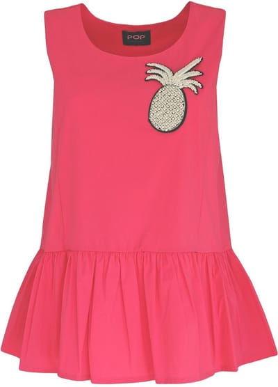 Verysimple • fuchsia top met ananas • maat S (IT42)