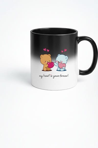 Magische Mok Lieve Beertjes 'My Heart Is Yours Forever' - Warmtegevoelige Koffiemok met Liefdesontwerp