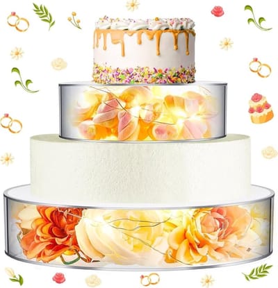 taartstandaard van acryl, ronde cilinder-display-riser, 2 stuks desserttafel, displaybox, led-decoratieve transparante cupcake-etagère voor verjaardagen, bruiloften en feestdagen