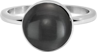 Quiges Stapelring Dames - Vulring - RVS Zilverkleurig met Grijze Cateye - Maat 19 - Hoogte 2mm