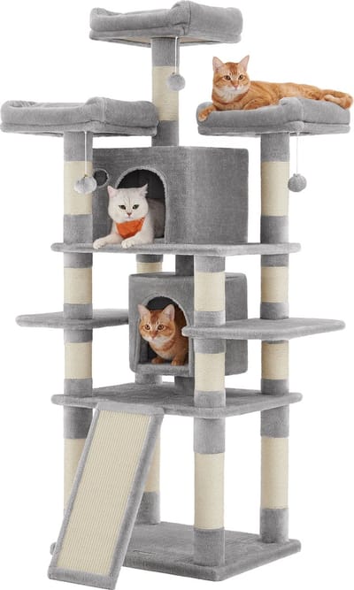 ACAZA Krabpaal - Krabpaal voor grote Katten - Kattenboom - 172 cm Hoog - Lichtgrijs - Kattenkrabpaal
