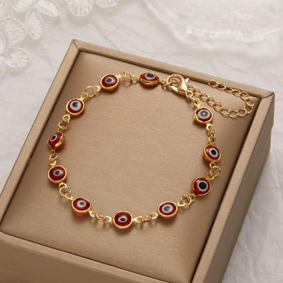 Opruiming_Gelukkige Kalkoen Boze Oog Armband Voor Vrouwen Mannen Kleurrijk Rood Blauw Oog Verstelbare Metalen Ketting Armbanden Geluk Rijkdom Juweel beige