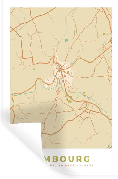 Muurstickers - Sticker Folie - Kaart - Plattegrond - Stadskaart - Limbourg - België - 20x30 cm - Plakfolie - Muurstickers Kinderkamer - Zelfklevend Behang - Zelfklevend behangpapier - Stickerfolie