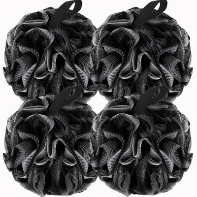 4 stuks - Badballen - Zachte netbadballen - Badsponzen - Lichaams- en rugscrubbers - Exfoliërend - Zwart