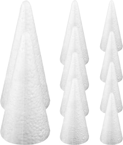 Knutselkegels Set - Schuim Kegels - Doe-het-zelf Projecten - Verschillende Maten - 6 10 20 cm - Wit