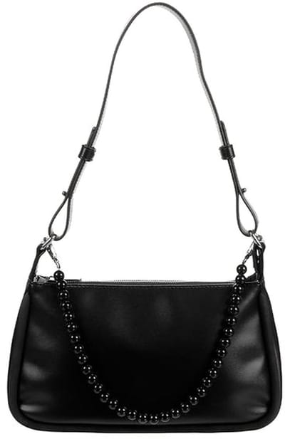 The Sticky Sis Club tube hand bag | club chic | black + black bead chain