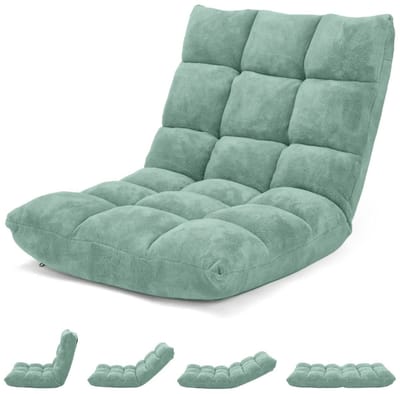 Multifunctionele Luie Sofa – Opvouwbare Vloerstoel met Zachte Vulling en Ergonomisch Design (groen)
