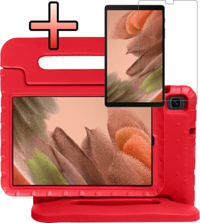 Hoes - Geschikt voor Samsung Galaxy Tab A7 Lite - Met Screenprotector - Kinderhoes Shockproof Bumper - Kidsproof Case - Tablet Hoesje - Kinder Cover - Rood