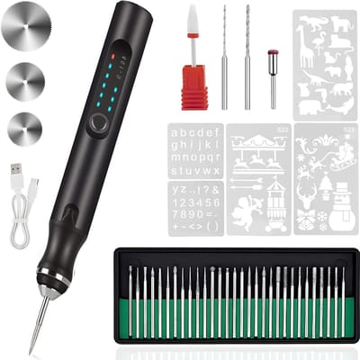 Graveerpen - Graveermachine - Elektrische graveerpen - Graveerset -Dremel - Draadloze graveerpen - Draadloze graveerpenset - DIY - USB-oplaadbare pen - Voor metaal - Voor hout - Voor glas - Voor kunststof - Beginnersvriendelijk - Cadeau - Zwart