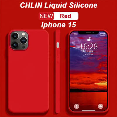 CL CHLIN Siliconen Hoesje voor iPhone 15 – Rood – Zachte Binnenvoering – Verhoogde Randen
