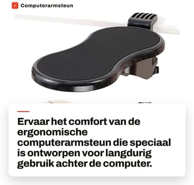 Dailygoods- Armsteun Ergonomisch - Polssteun Toetsenbord - Muismat - Geheugenschuim - Bureauarmleuning - Stabiliteit bij gebruik.