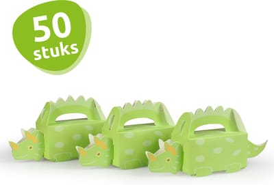 Isa's Friends® - Traktatie Doosjes - Dino - Groen - 50 stuks - Uitdeeldoosjes - Uitdeelcadeautjes