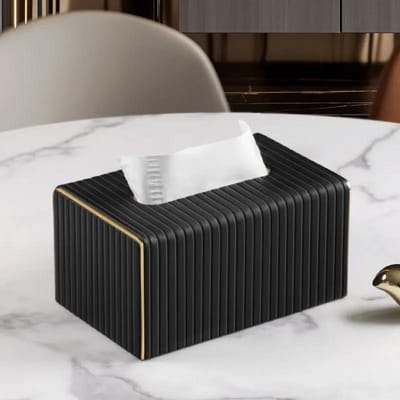 Exquise Streep Tissuebox Europese Stijl Hoge Kwaliteit Faux Leer Servethouder Papier Opbergcontainer voor Woonkamer Hotel