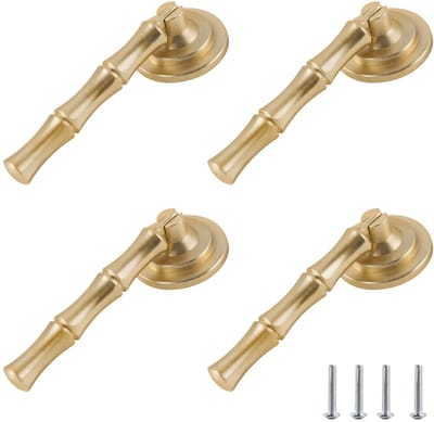 Unyqoos® Set van vier gouden meubelgrepen in stijlvolle druppelvorm voor kasten en lades