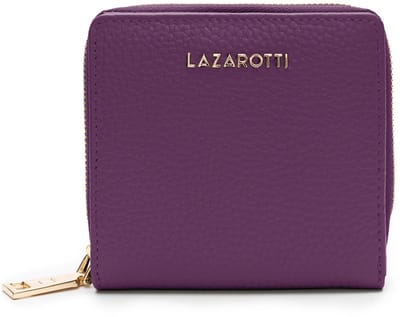 Lazarotti Leren portemonnee Bologna Leather Zip Wallet With 6 Card Slots Purple paars