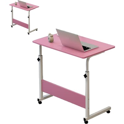 Verstelbare Nachtkastje 60 X 40cm C-vormig Metalen Frame Mobiel Laptop Bureau voor Thuisbank Pink