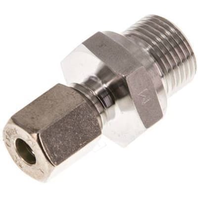 G 3/8'' Buitendraad x 6L RVS Rechte Knelfitting 315 Bar DIN 2353 - FL2S-MO-ST-038G-06-L