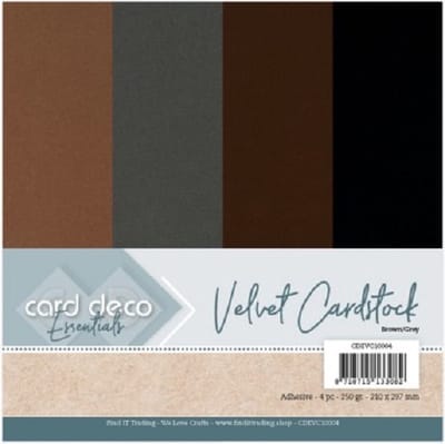 Card Deco Essentials - Velvet, Velours, Fluweel En Zelfklevend Karton Brown/Grey