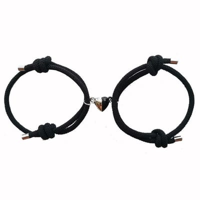 Magnetische Hartjes Armband Set voor Hem en Haar - Zwart / Zwart - Romantisch Liefdes Cadeau - Valentijnsdag - Valentijn Cadeautje voor Mannen
