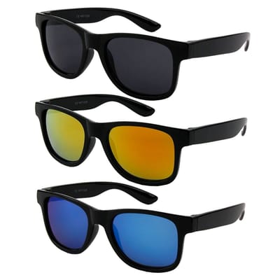 Fako Sunglasses Kinder Zonnebrillen Set - Zwart - Blauw - Rood - 3 Stuks