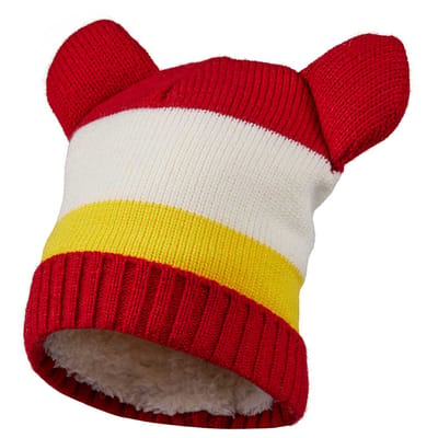 Apollo - Feest baby muts - Warme babymuts carnaval - Rood-wit-geel - one size - Baby muts oeteldonk - Carnaval - Feestartikelen - Party