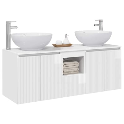 vidaXL - Badkamerkast - set - 3 - st - Hoogglans - Wit - 49,5 - x - 44,5 - x - 65 - cm