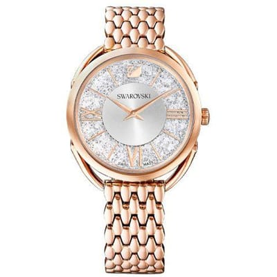 Swarovski Crystalline Glam Serie Horloge Kwarts Uurwerk Zilveren Wijzerplaat Dameshorloges Roségoud 5452465 Regular Watch Box,Rose Gold Strap white